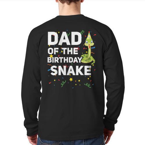 Dad Of The Birthday Snake Themed Birthday Party Long Sleeve T-Shirt Back Print - Father's Day Fun