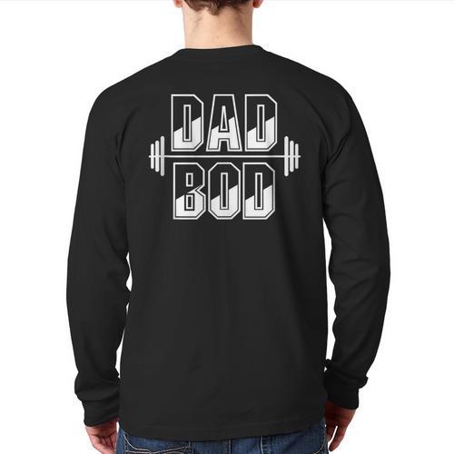 Dad BOD Gym Workout Small Long Sleeve T-Shirt Back Print - Father's Day Fun