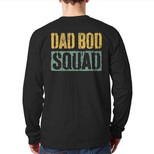 Dad Bod Squad Shirt Men Fathers Day Long Sleeve T-Shirt Back Print - Father's Day Fun
