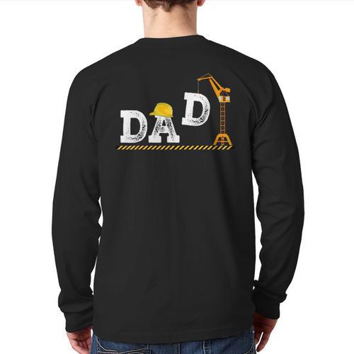 Dad Construction Excavator Family Matching Bday Party Long Sleeve T-Shirt Back Print - Father's Day Fun