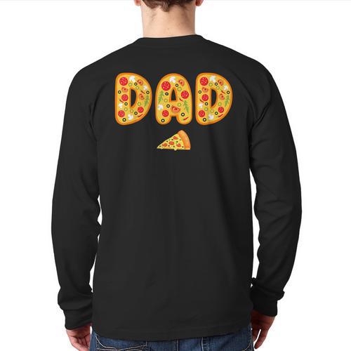Dad Daddy Matching Birthday Squad Crew Pizza Family Long Sleeve T-Shirt Back Print - Father's Day Fun