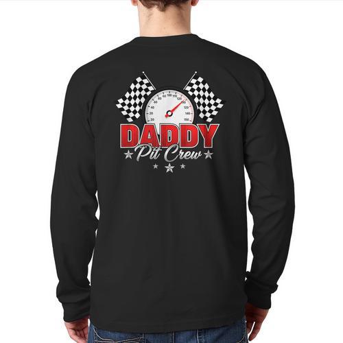 Dad Daddy Pit Crew Race Car Birthday Racing Party Long Sleeve T-Shirt Back Print - Father's Day Fun