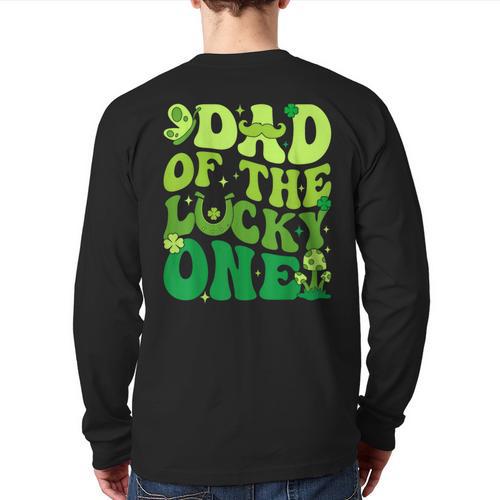 Dad Of The Lucky One Saint Patrick's Day Children Birthday Long Sleeve T-Shirt Back Print - Father's Day Fun