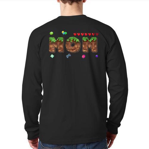 Dad And Mom Of The Birthday Boy Pixel Game Matching Family Long Sleeve T-Shirt Back Print - Father's Day Fun