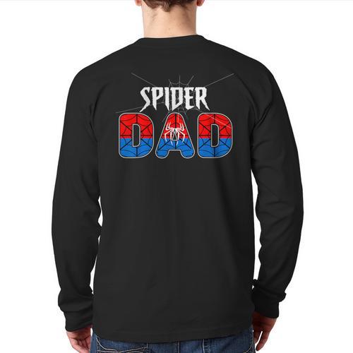 Dad And Mom Spider Family Matching Birthday Halloween Long Sleeve T-Shirt Back Print - Father's Day Fun