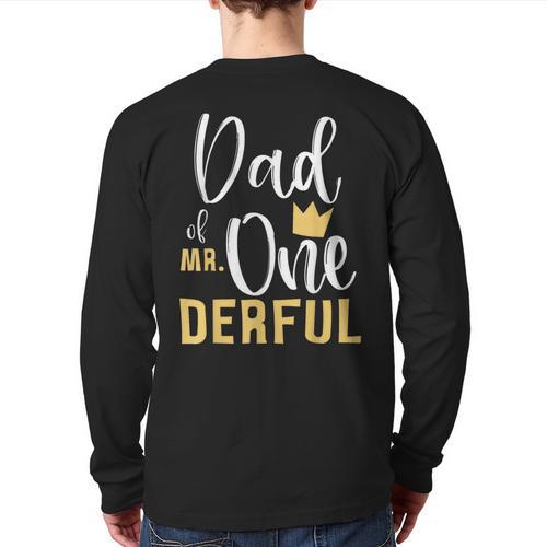 Dad Of Mr Onederful 1st Birthday First One-Derful Matching Long Sleeve T-Shirt Back Print - Father's Day Fun