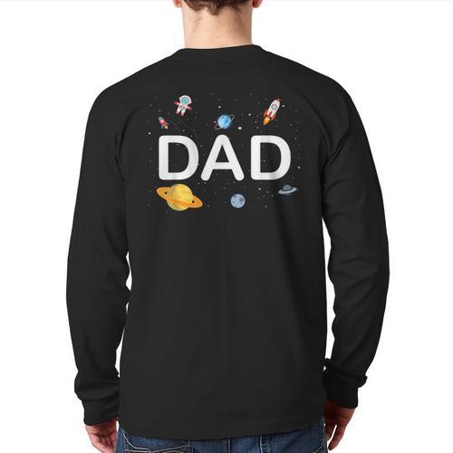Dad Outer Space Birthday Party Family Boys Girls Long Sleeve T-Shirt Back Print - Father's Day Fun