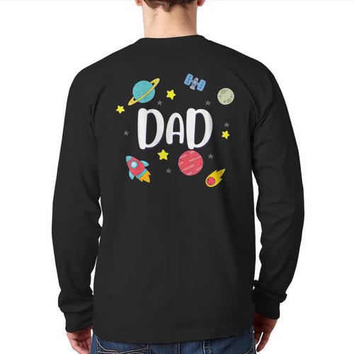 Dad Outer Space Galaxy Birthday For Family Long Sleeve T-Shirt Back Print - Father's Day Fun