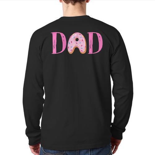 Dad Of The Sweet One Birthday Donut Girl 1st Birthday Long Sleeve T-Shirt Back Print - Father's Day Fun