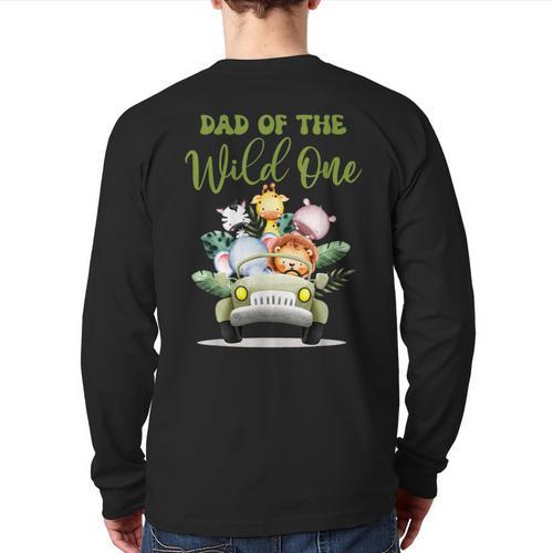 Dad Of The Wild One 1st Birthday Safari Family Matching Long Sleeve T-Shirt Back Print - Father's Day Fun