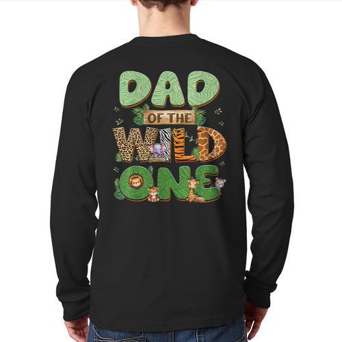 Dad Of The Wild One Birthday Family Matching Party Decor Long Sleeve T-Shirt Back Print - Father's Day Fun