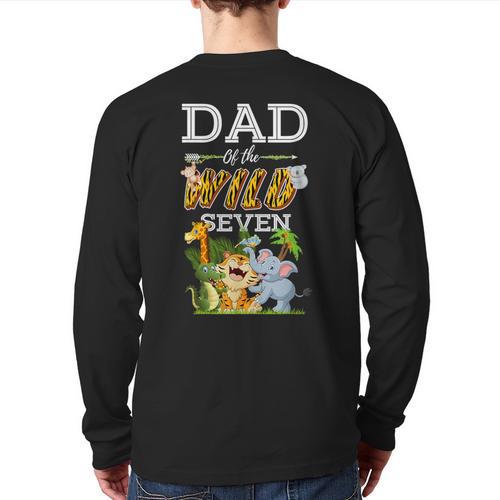 Dad Of The Wild Seven Animal Safari 7th Birthday Party Long Sleeve T-Shirt Back Print - Father's Day Fun