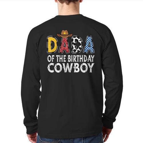 Dada 1st Birthday Cowboy Western Dada Birthday Boy Long Sleeve T-Shirt Back Print - Father's Day Fun
