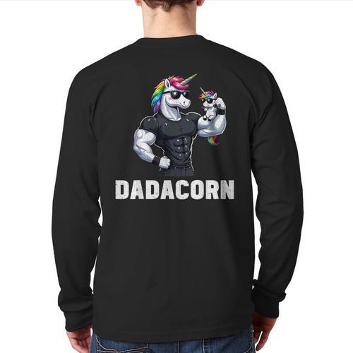 Dadacorn Unicorn Dad Papa Father's Day Daughter Long Sleeve T-Shirt Back Print - Father's Day Fun