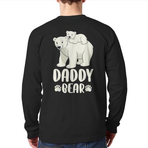 Daddy Bear And Cub Polar Bear Long Sleeve T-Shirt Back Print - Father's Day Fun
