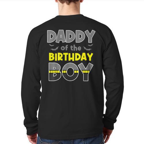 Daddy Of The Birthday Boy Bat Family Party Theme Boys Long Sleeve T-Shirt Back Print - Father's Day Fun