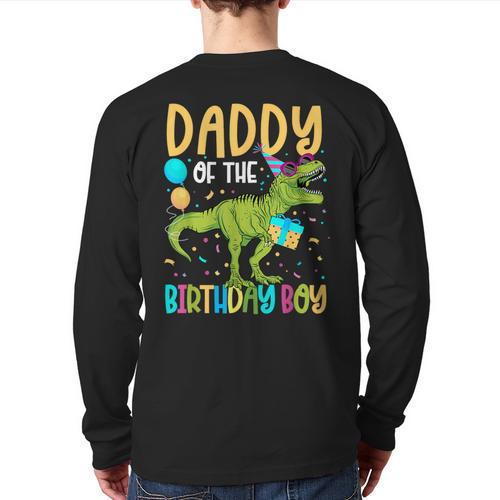 Daddy Of The Birthday Boy Family Matching Dinosaur Squad Long Sleeve T-Shirt Back Print - Father's Day Fun