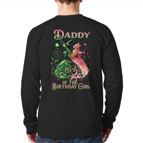 Daddy Of The Birthday Girl Pink And Green Family Matching Long Sleeve T-Shirt Back Print - Father's Day Fun