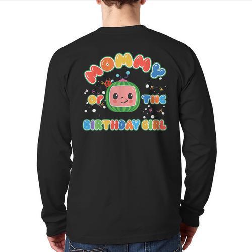 Daddy Mommy Of The Birthday Girl Melon Family Matching Long Sleeve T-Shirt Back Print - Father's Day Fun