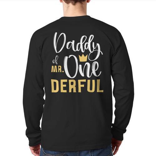 Daddy Of Mr Onederful 1st Birthday First One-Derful Matching Long Sleeve T-Shirt Back Print - Father's Day Fun