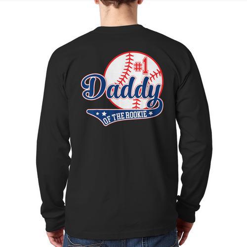 Daddy Of Rookie 1st Birthday Baseball Theme Matching Party Long Sleeve T-Shirt Back Print - Father's Day Fun