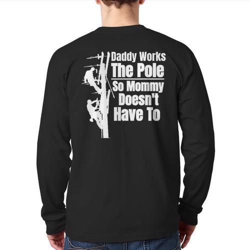 Dads Electrical Lineman Gear Husband & Lineman Wife Long Sleeve T-Shirt Back Print - Father's Day Fun