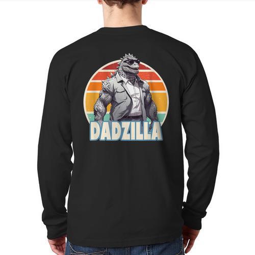 Dadzilla The Rad Dad Kaiju Vibes Long Sleeve T-Shirt Back Print - Father's Day Fun
