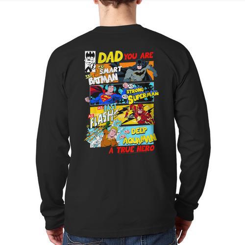 DC Comics Father's Day Justice League Dad Attributes Long Sleeve T-Shirt Back Print - Father's Day Fun