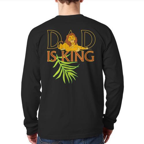 Disney The Lion King Dad Is King Mufasa & Simba Father's Day Long Sleeve T-Shirt Back Print - Father's Day Fun