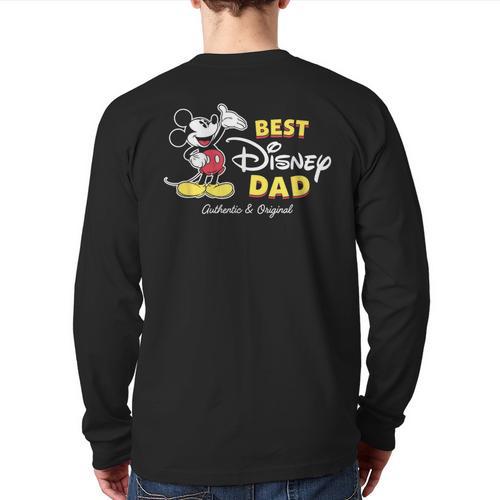 Disney Mickey Mouse Best Disney Dad Birthday Father’s Day Long Sleeve T-Shirt Back Print - Father's Day Fun
