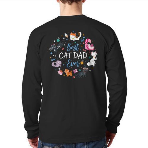 Disney Pet Parent Father’s Day Disney Cats Best Cat Dad Ever Long Sleeve T-Shirt Back Print - Father's Day Fun