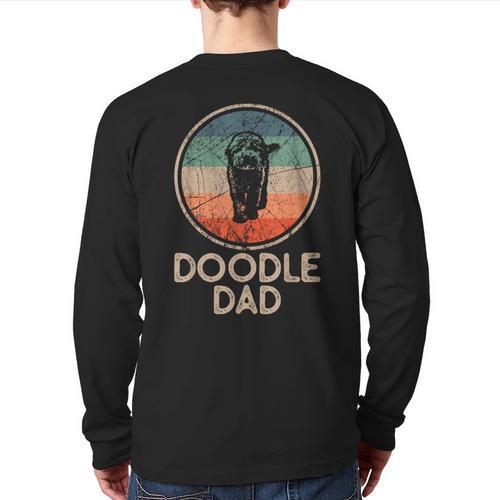 Doodle Dog Vintage Doodle Dad Small Long Sleeve T-Shirt Back Print - Father's Day Fun