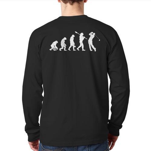 Evolution Of Golfer Dad Grandpa Golfing Lover Golf Player Long Sleeve T-Shirt Back Print - Father's Day Fun