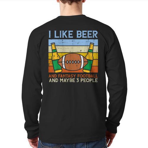 I Like Fantasy Football 3 People Draft Party Dad Men Long Sleeve T-Shirt Back Print - Father's Day Fun