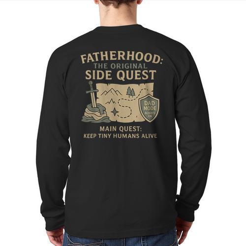 Fatherhood The Original Side Quest Dad Mode Long Sleeve T-Shirt Back Print - Father's Day Fun