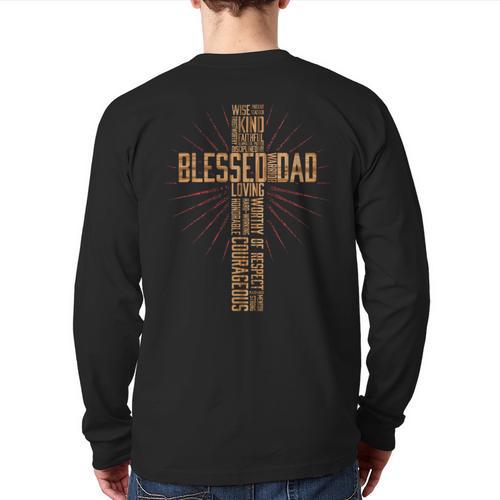 Father's Day Dad Husband Blessed Dad Christian Long Sleeve T-Shirt Back Print - Father's Day Fun