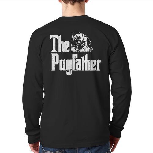 Fathers Day The Pug Father Pug Daddy Papa Fur Dad Dog Owner Long Sleeve T-Shirt Back Print - Father's Day Fun