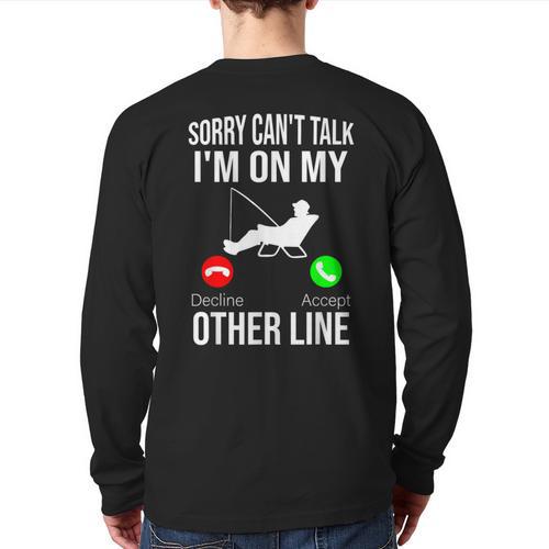 Fishing Dad Men Reel Cool Fish Bass Fishing Long Sleeve T-Shirt Back Print - Father's Day Fun