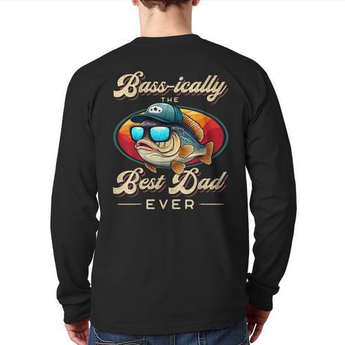 Fishing Father's Day Dad Fisherman Birthday Graphic Long Sleeve T-Shirt Back Print - Father's Day Fun
