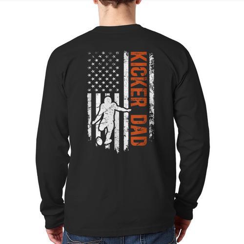 Football Kicker Dad Of A Football Kicker Father US Flag Long Sleeve T-Shirt Back Print - Father's Day Fun