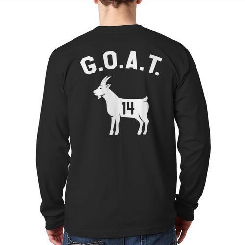 GOAT Number 14 Greatest Of All Time Dad Joke Long Sleeve T-Shirt Back Print - Father's Day Fun