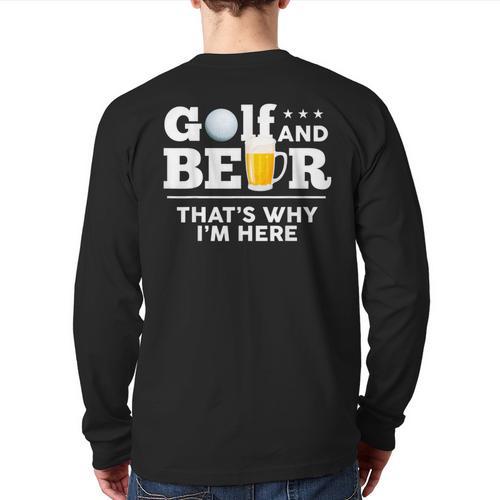 Golf And Beer Joke Dad Fathers Day Drinking Birthday Small Long Sleeve T-Shirt Back Print - Father's Day Fun