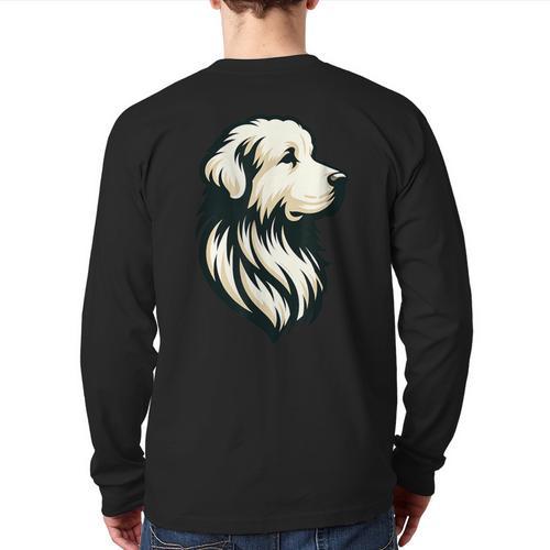 Great Pyrenees Pyr Minimalist Simple Dog Mom Dad Boys Girls Long Sleeve T-Shirt Back Print - Father's Day Fun