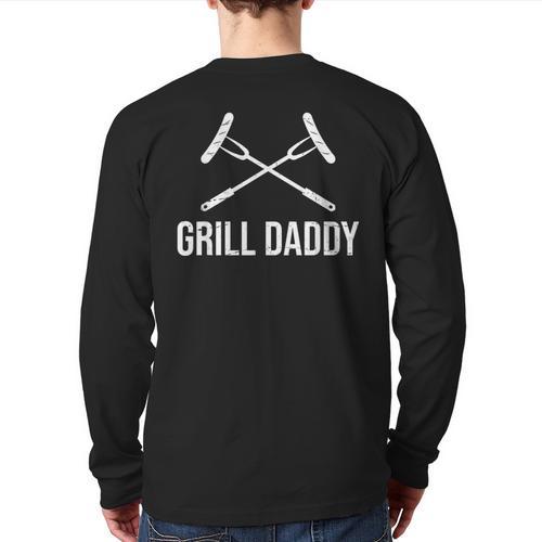 Grill Daddy Grillfather-Grill Dad Long Sleeve T-Shirt Back Print - Father's Day Fun