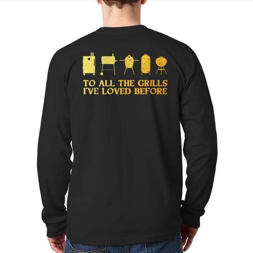 Grilling Art For Men Dad Barbecue Meat Smoking BBQ Long Sleeve T-Shirt Back Print - Father's Day Fun