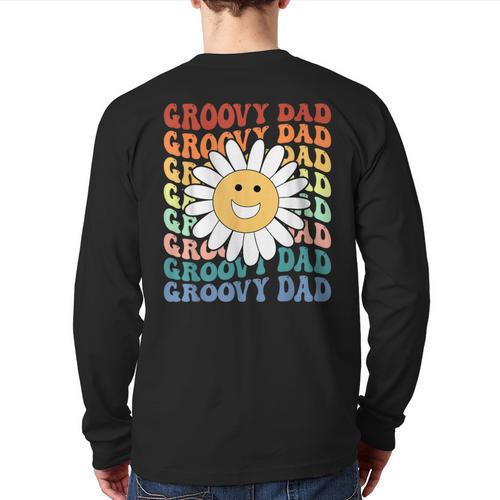 Groovy Dad Matching Outfit Fathers Day Family Retro Vintage Long Sleeve T-Shirt Back Print - Father's Day Fun