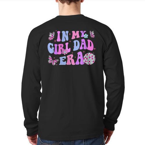 Groovy Retro In My Girl Dad Era Daddy Fathers Day Long Sleeve T-Shirt Back Print - Father's Day Fun