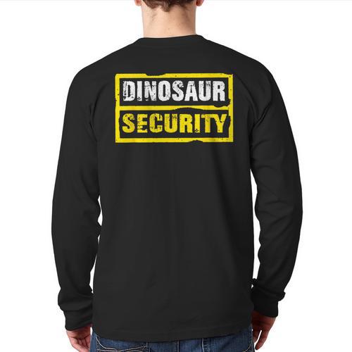 Halloween Adult Costume Dinosaur Security Dad Mom Long Sleeve T-Shirt Back Print - Father's Day Fun