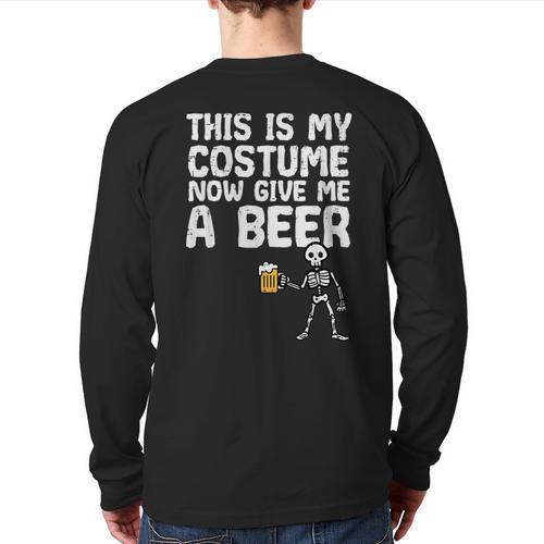 Halloween This Is My Costume Give Me Skeleton Dad Men Long Sleeve T-Shirt Back Print - Father's Day Fun