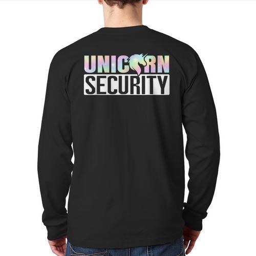 Halloween Mom Dad Daughter Adult Costume Unicorn Security Long Sleeve T-Shirt Back Print - Father's Day Fun